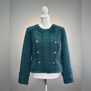 Green WHBM Tweed Dressy Jacket Size 14 EUC